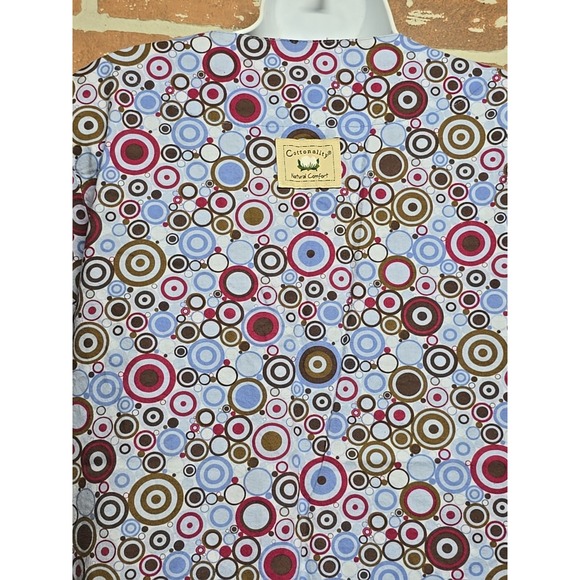 Cottonality‎ Natural Comfort Scrub Top Short Sleeve Sz S Blue Bubbly Slip On - Picture 6 of 9
